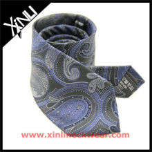 Italy Jacquard Woven Paisley Silk Necktie, Grey Silk Tie